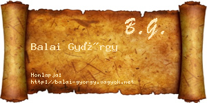 Balai György névjegykártya