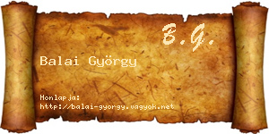 Balai György névjegykártya